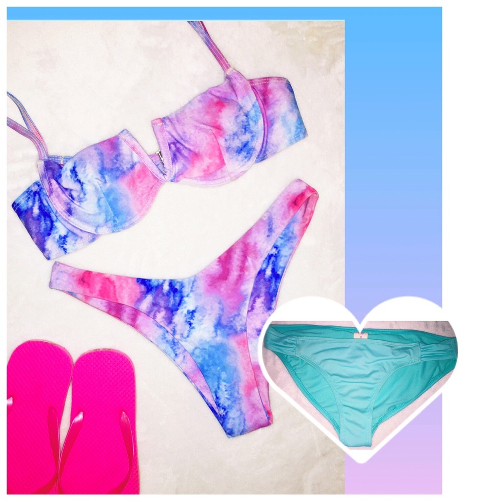 SHEIN tie dye bikini plus bonus bottoms
